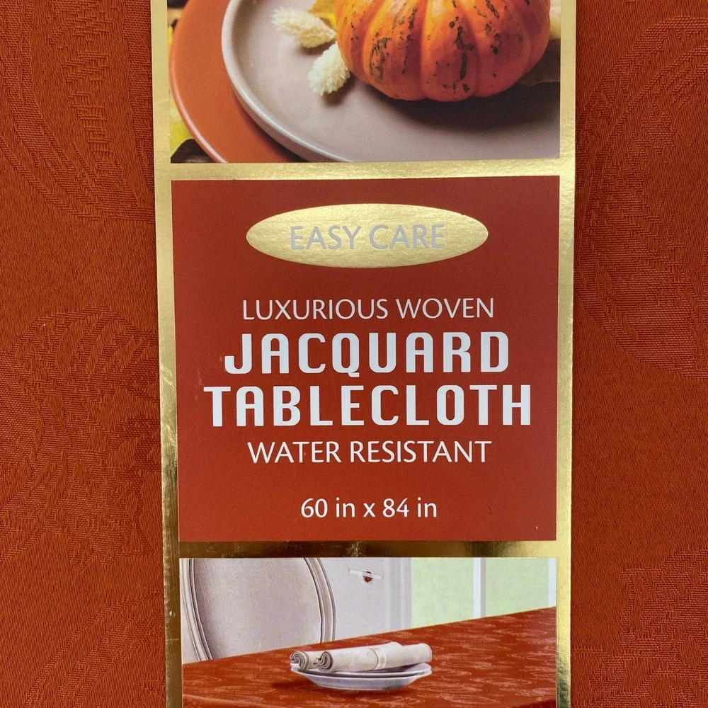 Colordrift Tablecloth 60x84 Orange Pumpkin Jacquard Fall Thanksgiving Holiday